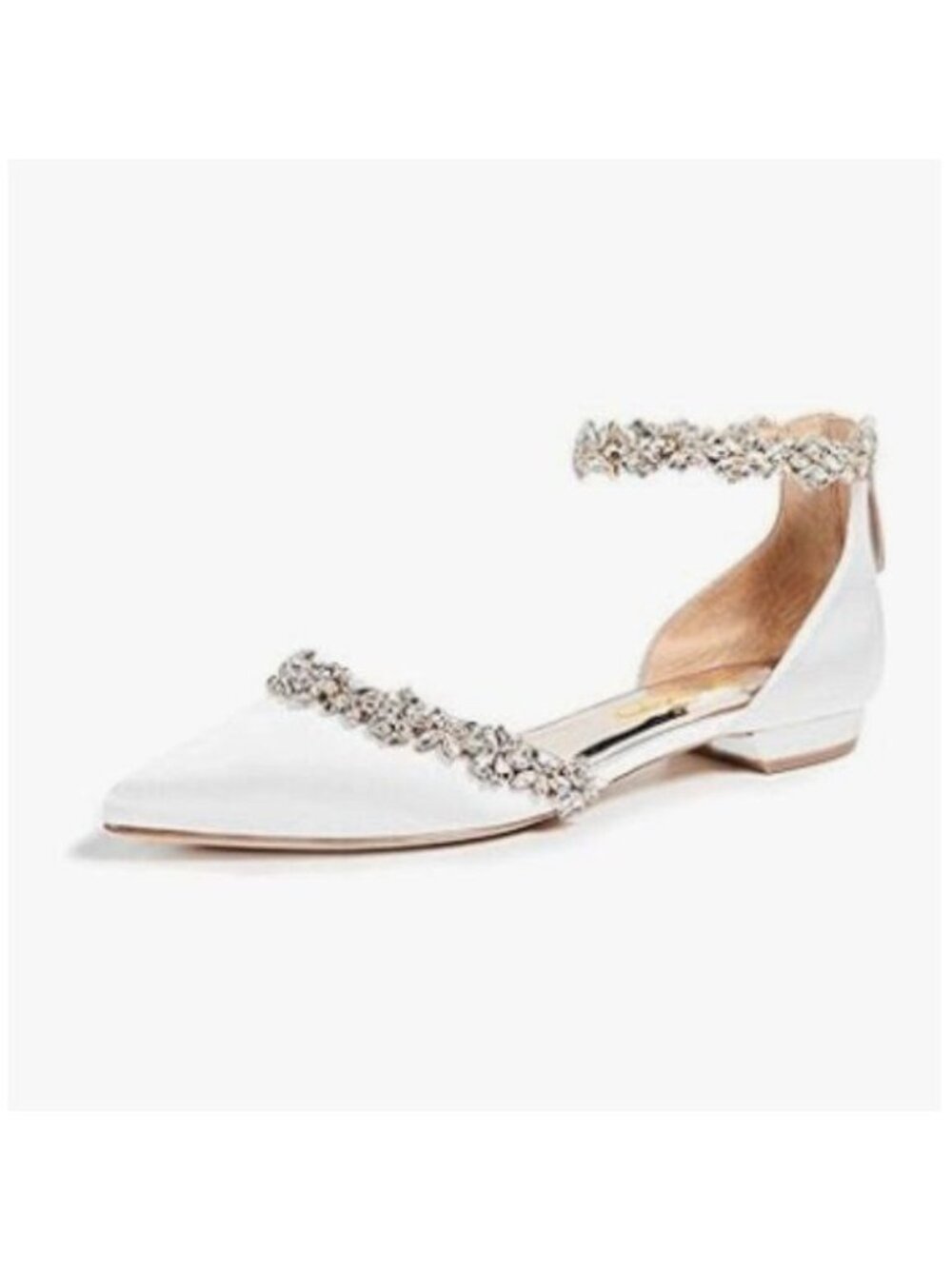 XYD White Pointed Toe D'Orsay Wedding Sparkly Rhinestones Ankle Strap Sandals